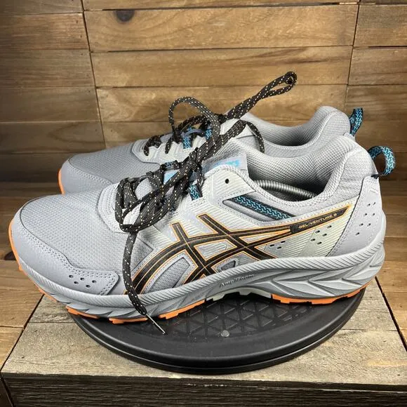 ASICS GEL Venture 9 Mens Size 11.5 Gray Orange Lace Up Running Athletic Sneakers