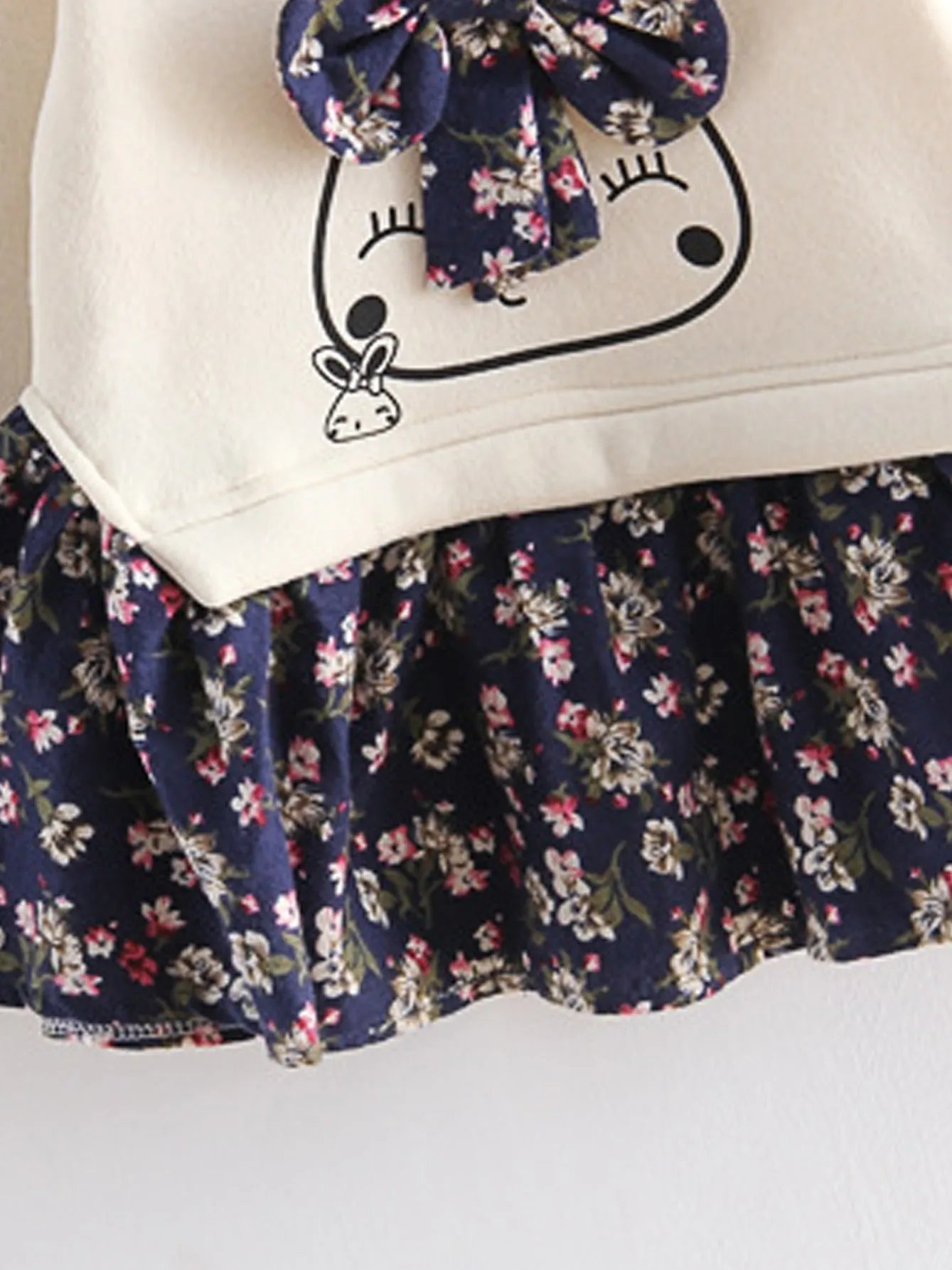 Cute Rabbit Floral Bow Dress