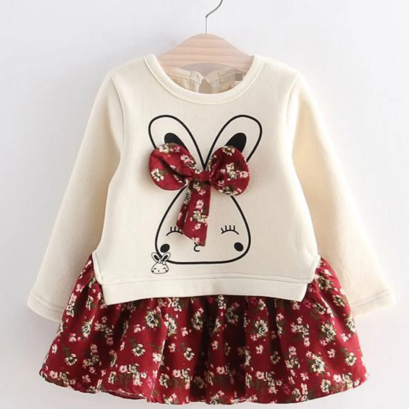 Cute Rabbit Floral Bow Dress