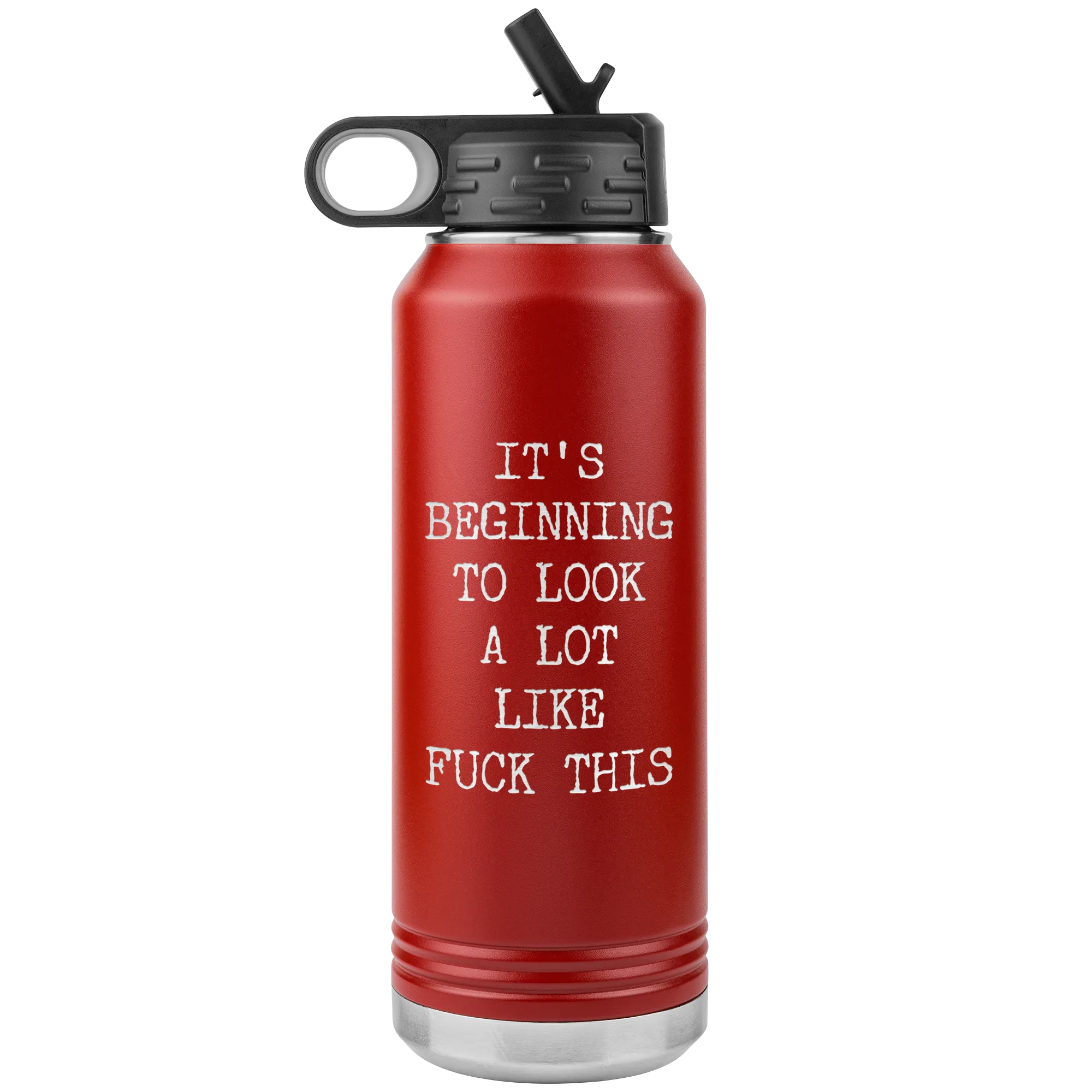 Funny Christmas Gag Gift Rude Offensive Profanity It's Beginning to Look Lot Like Fuck This Coworker Exchange Naughty Mature Insulated Water Bottle 32oz BPA Free