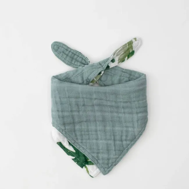 Little Unicorn Cotton Muslin Reversible Bandana Bib - Tropical Leaf
