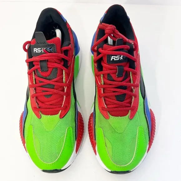 Men’s Puma RS-X³ Tailored Sneakers Fluo Green Black-Dazzling Blue Men’s Size 7.5
