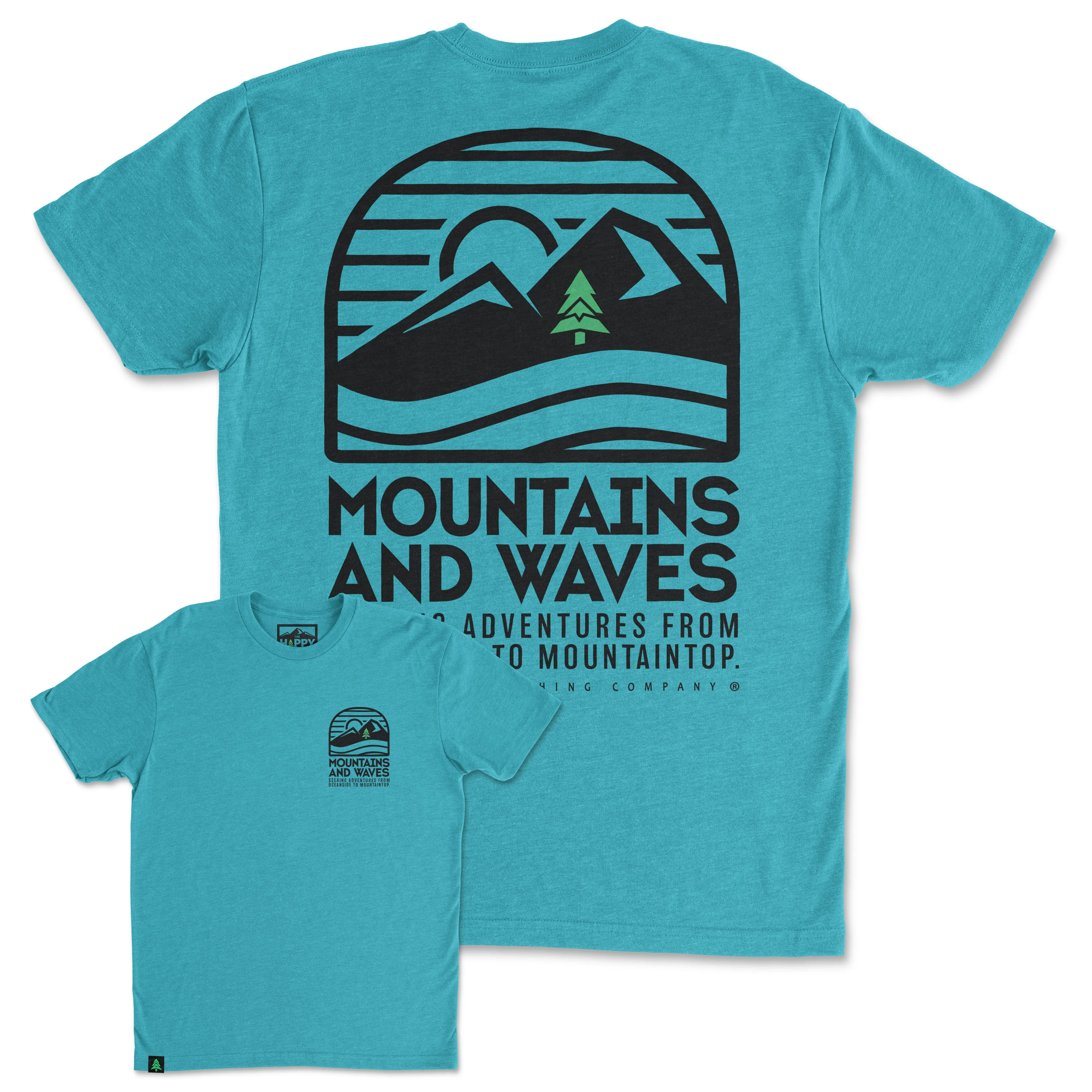 Mountains and Waves Back Print 'Trail Tee' | Lightweight Blend |