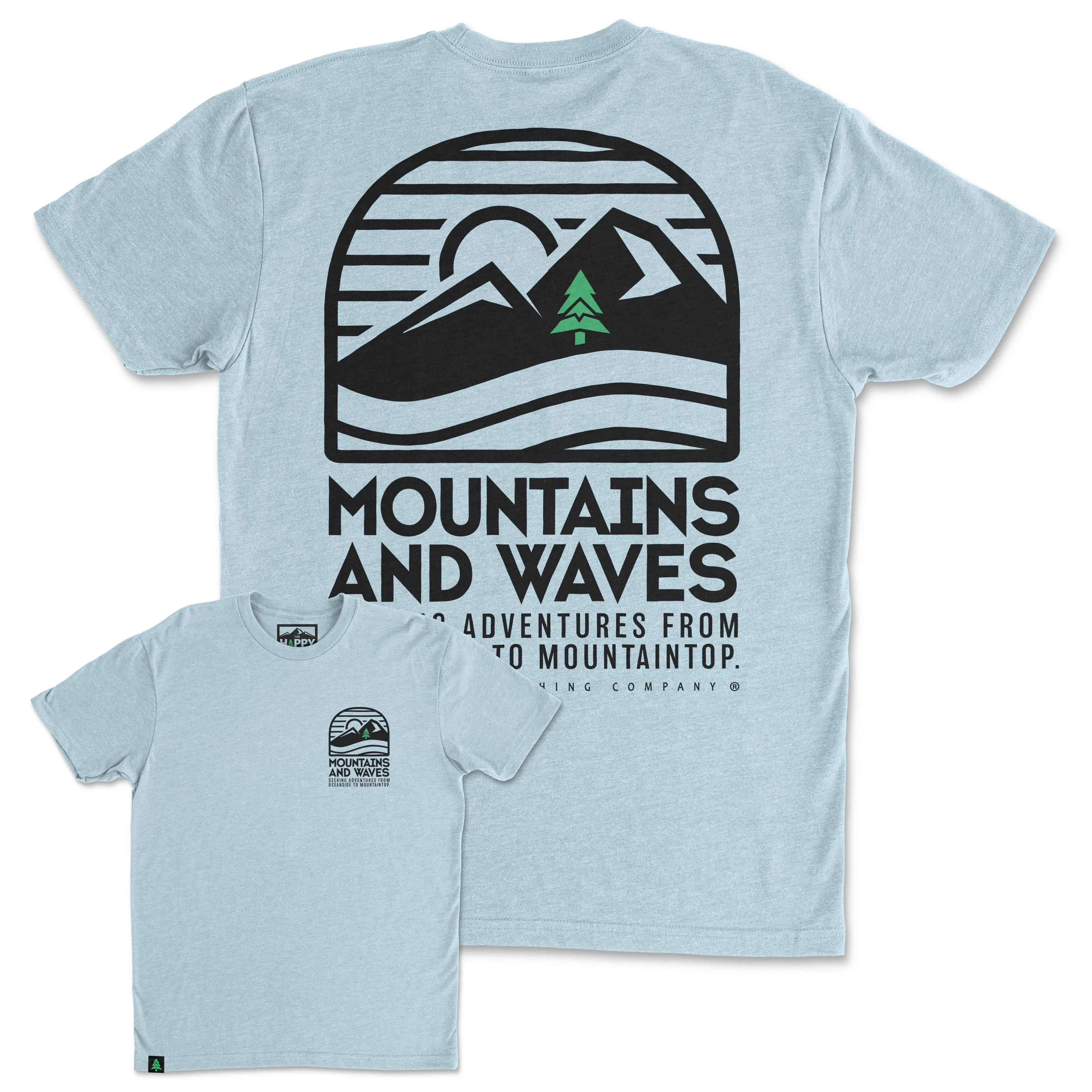 Mountains and Waves Back Print 'Trail Tee' | Lightweight Blend |