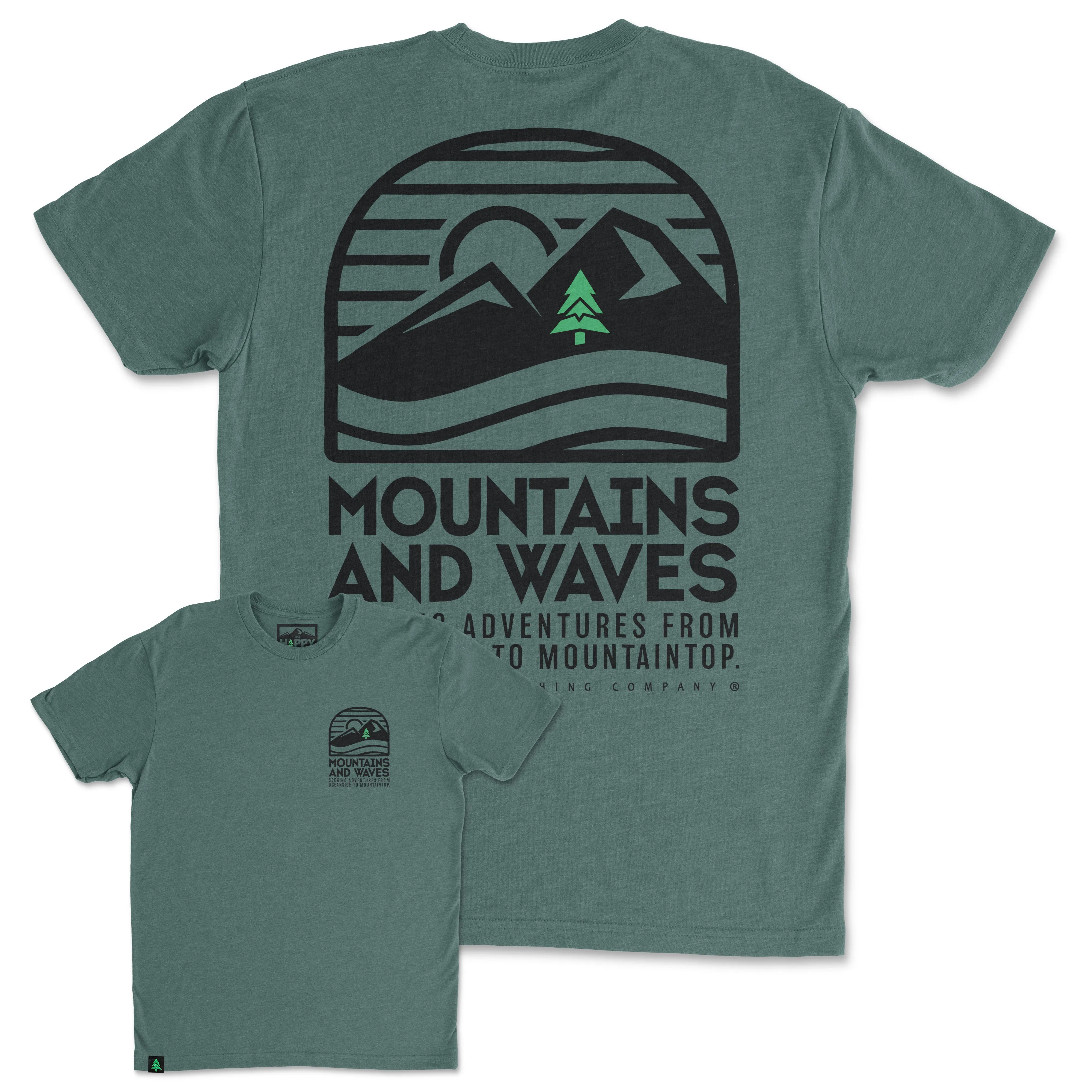 Mountains and Waves Back Print 'Trail Tee' | Lightweight Blend |