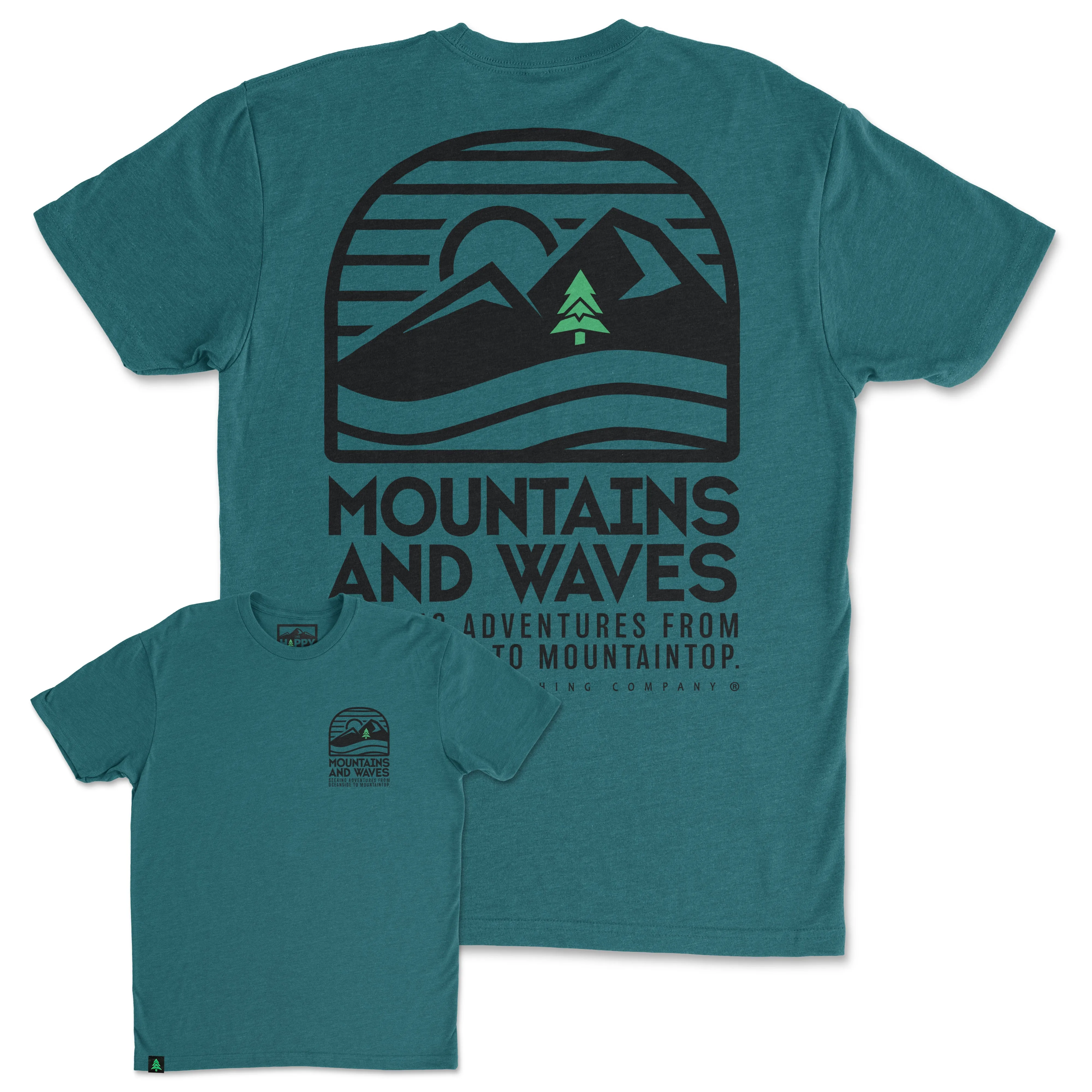 Mountains and Waves Back Print 'Trail Tee' | Lightweight Blend |