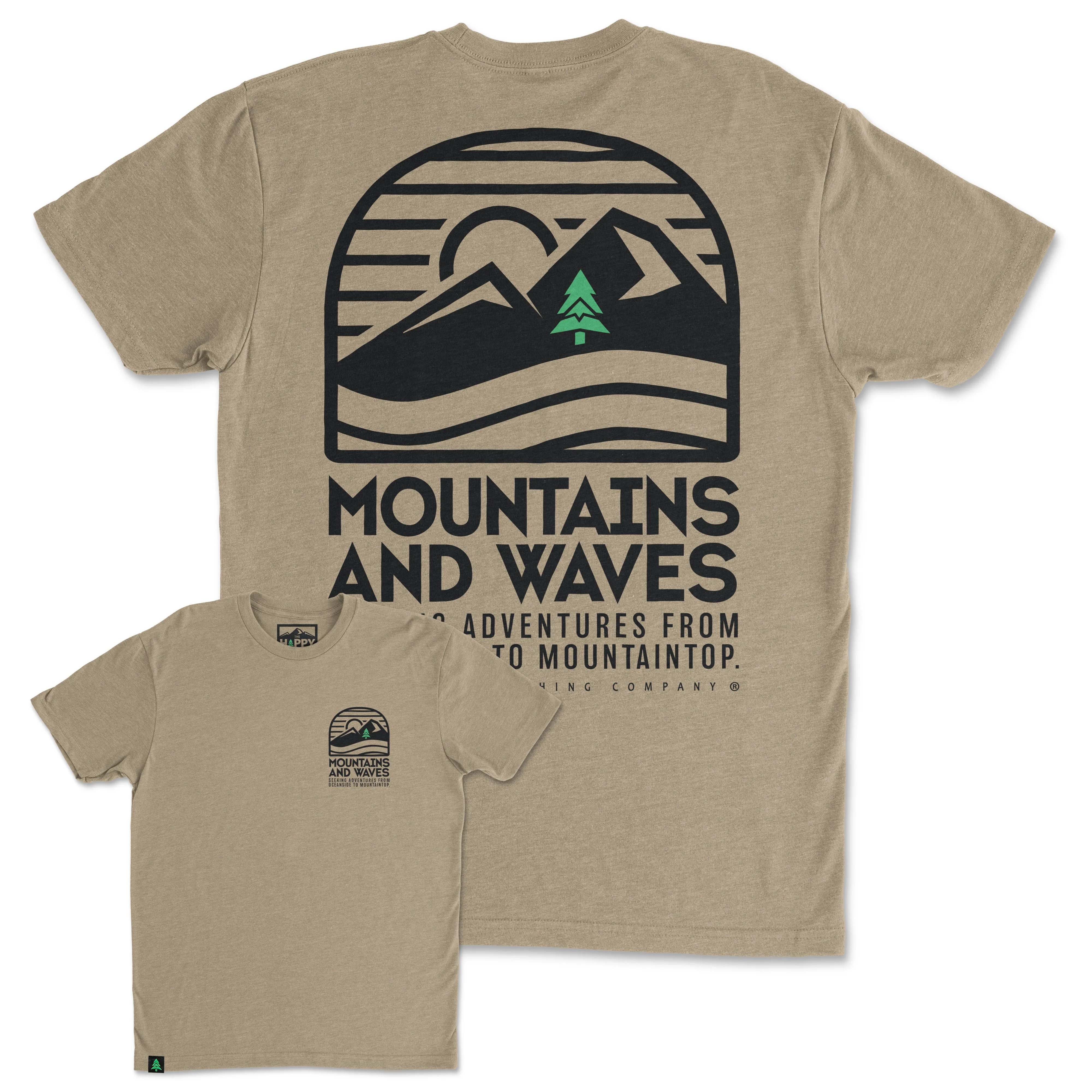 Mountains and Waves Back Print 'Trail Tee' | Lightweight Blend |