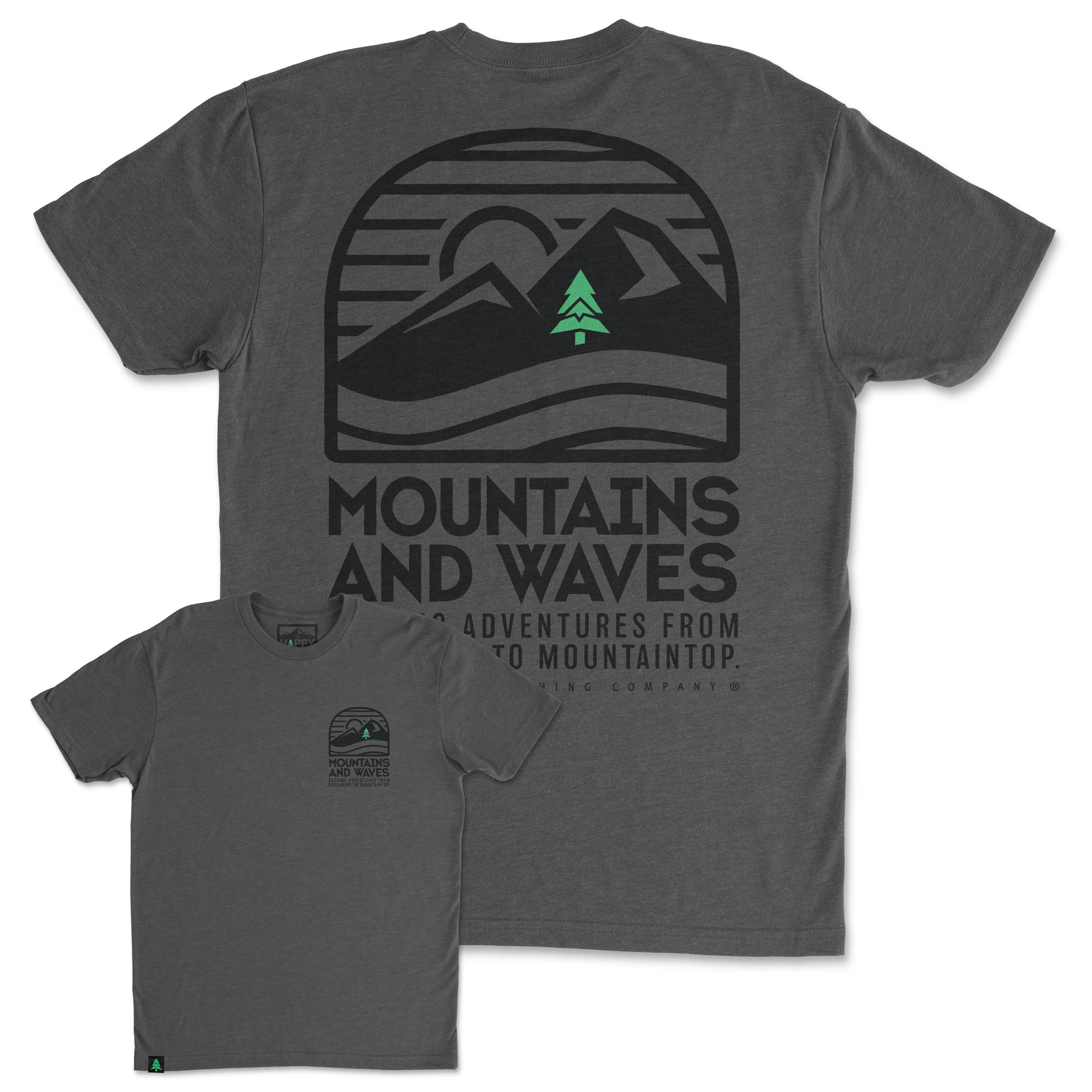 Mountains and Waves Back Print 'Trail Tee' | Lightweight Blend |