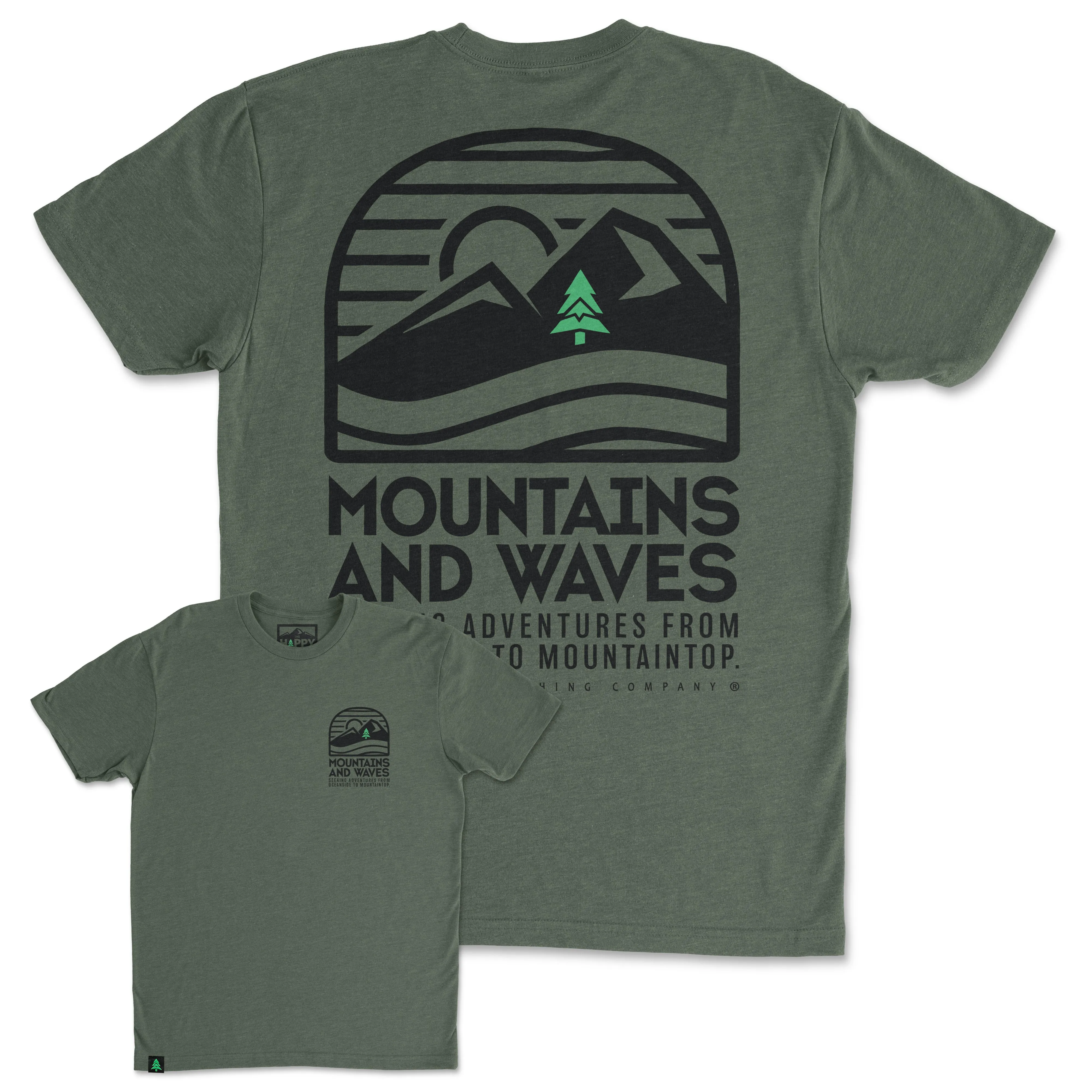 Mountains and Waves Back Print 'Trail Tee' | Lightweight Blend |
