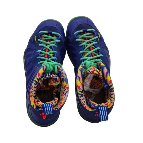 Nike Little Posite One ASN Big Boys Pre-owned Blue &amp; Green Sneakers - sz. 6Y
