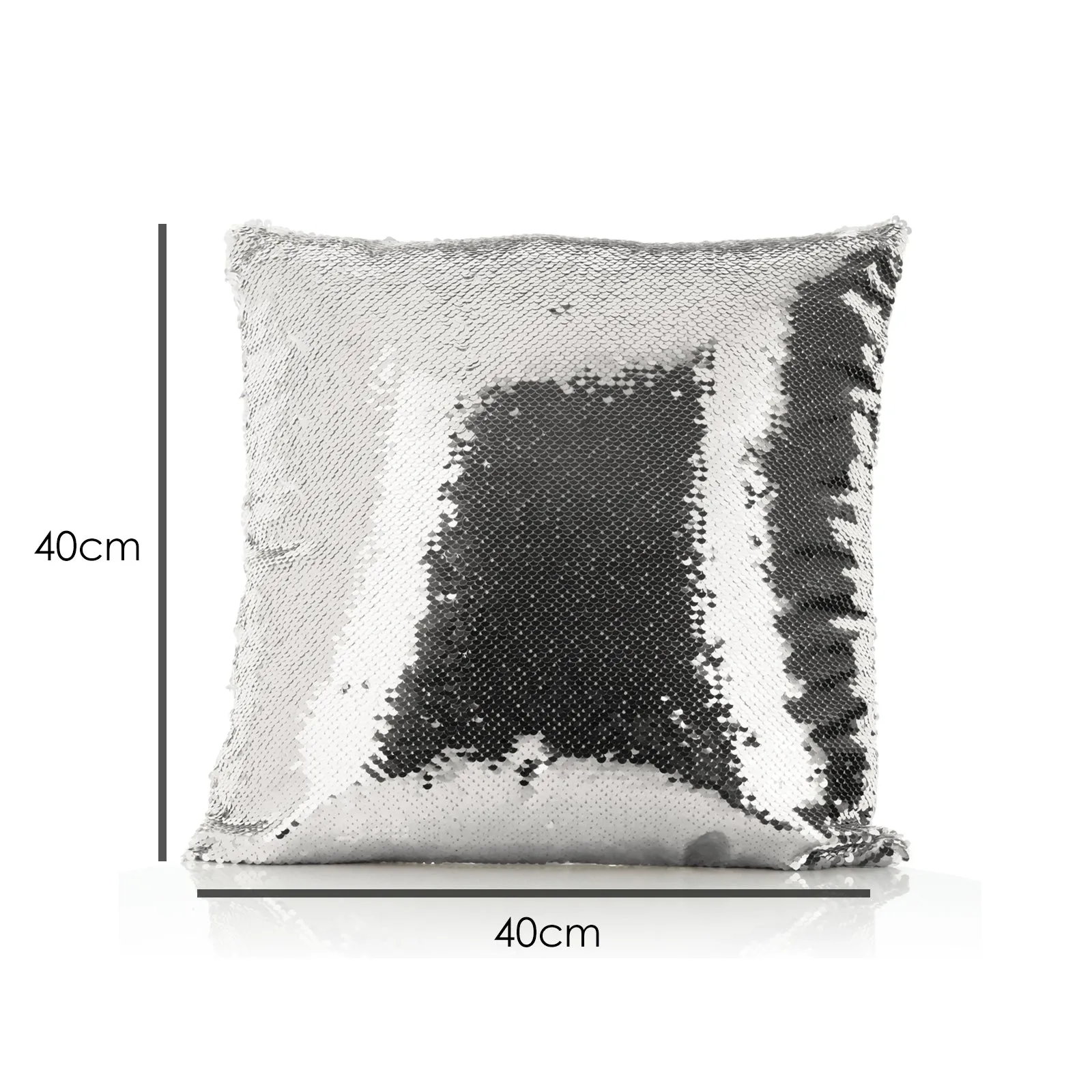 Personalised Sequin Cushion with White Goat with Red Flower Hair and Cute Text