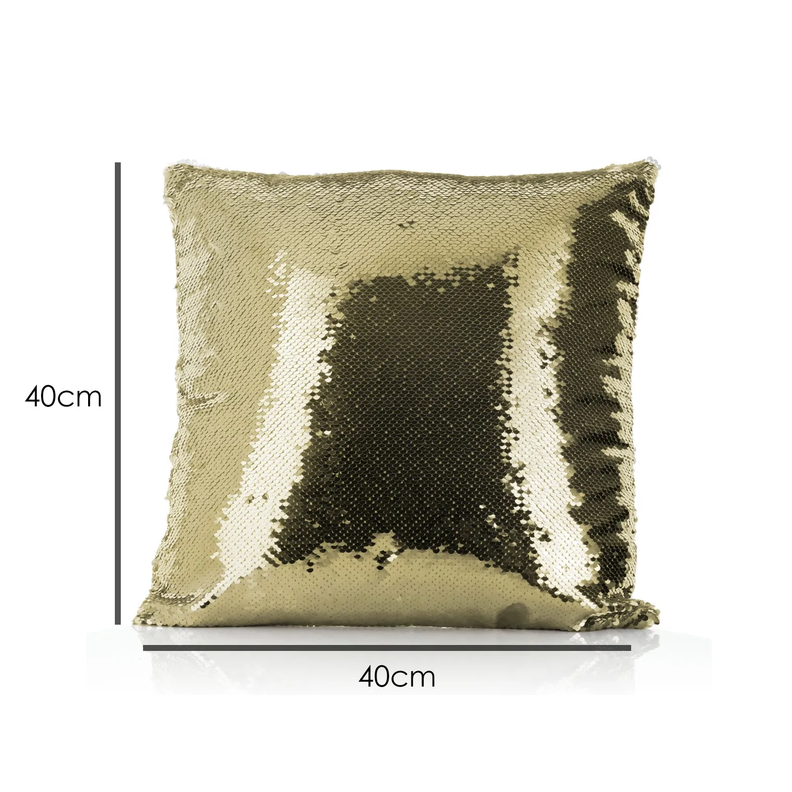 Personalised Sequin Cushion with White Goat with Red Flower Hair and Cute Text