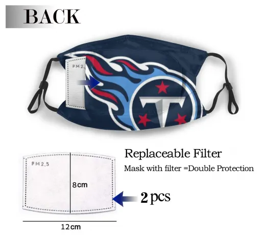 Print Football Personalized Tennessee Titans Adult Dust Mask Navy
