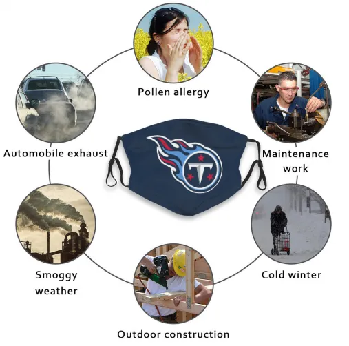 Print Football Personalized Tennessee Titans Adult Dust Mask Navy