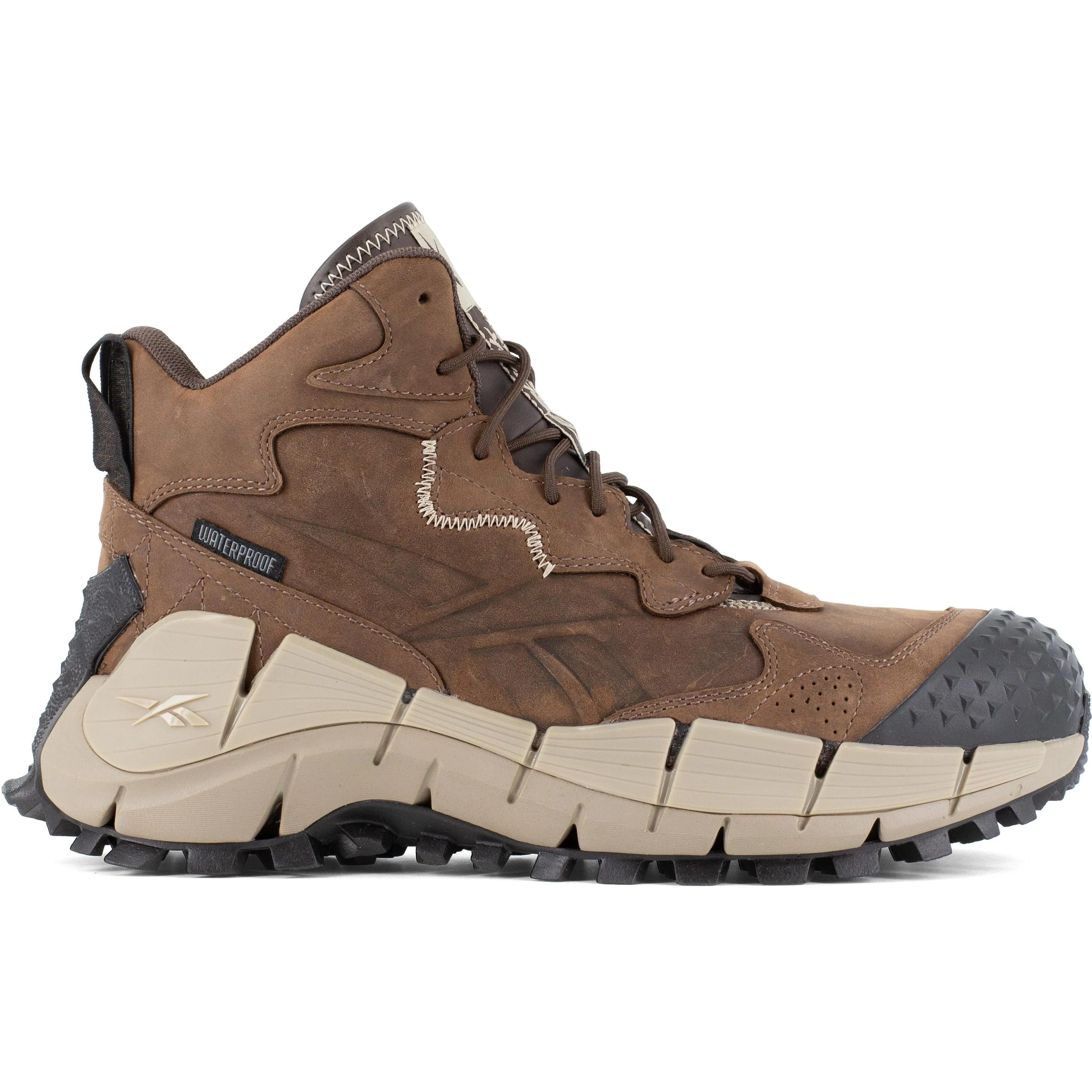 Reebok Men's Zig Kinetica Trail-Inspired WP Hiker Work Boot- Brown- RB3025