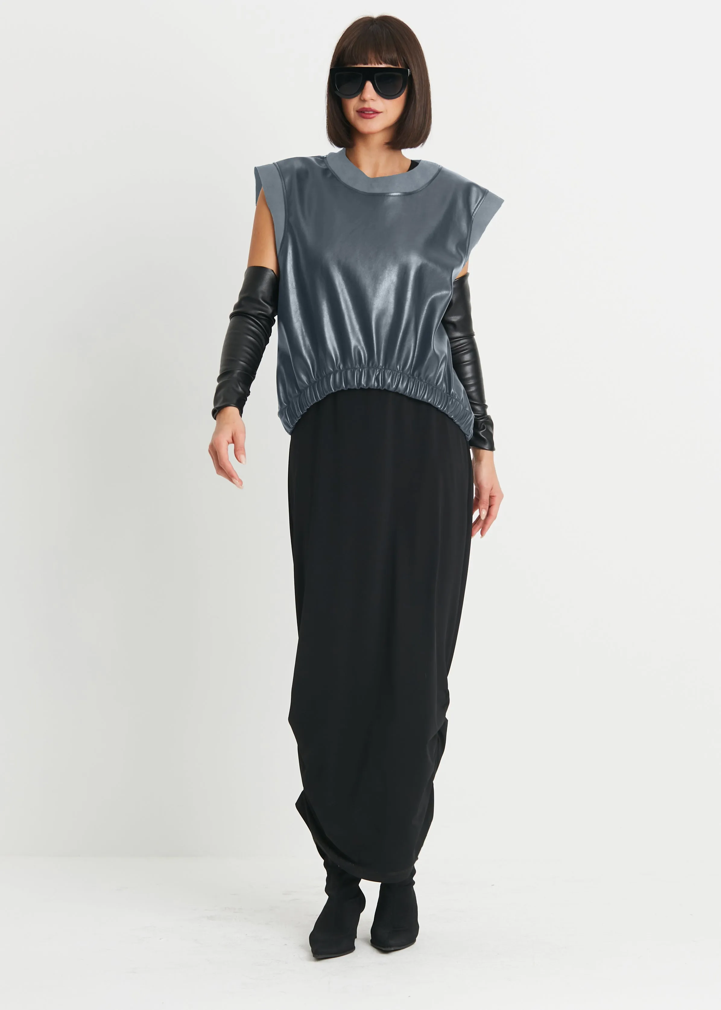 Vegan Leather Pop Over Vest