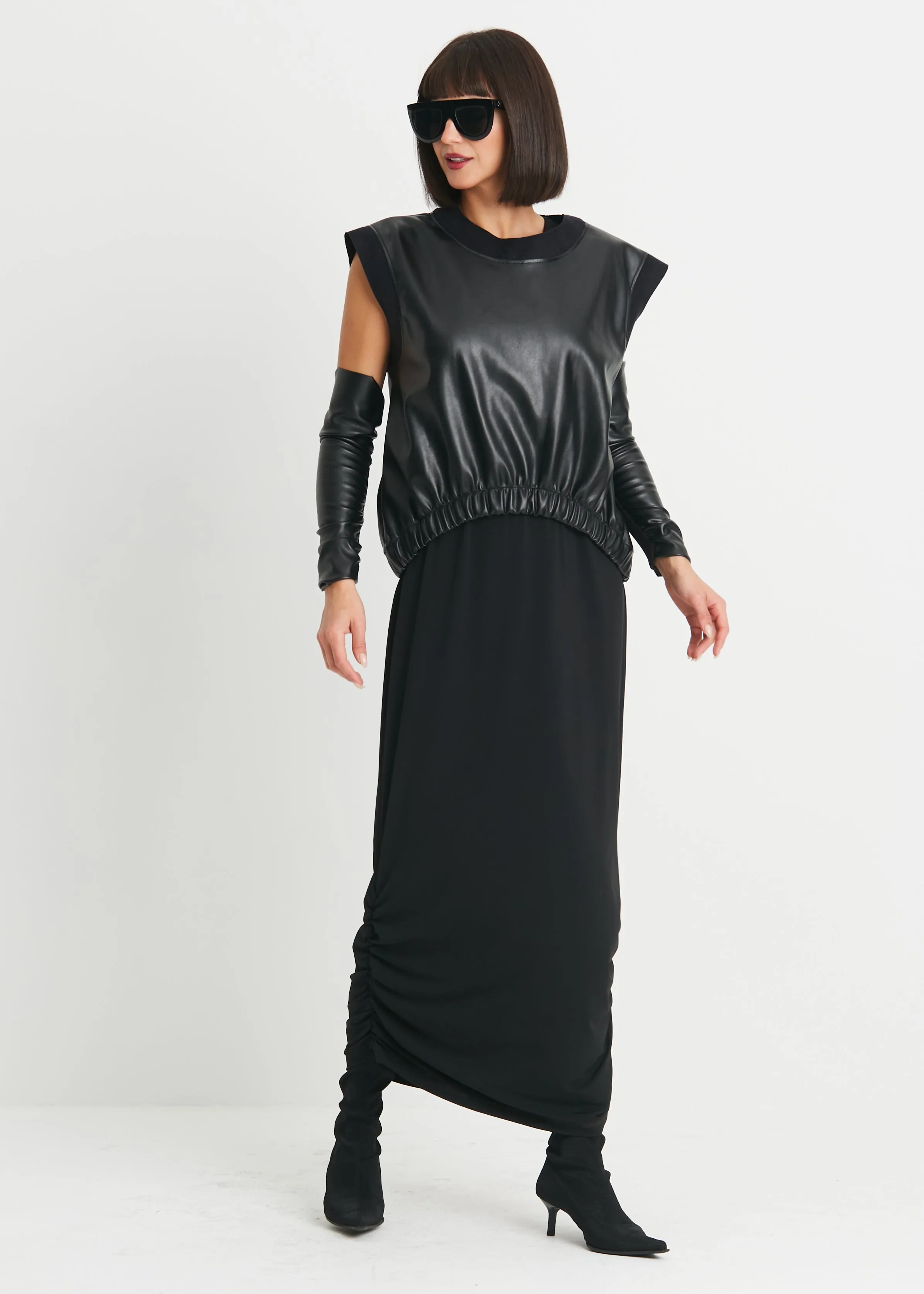 Vegan Leather Pop Over Vest