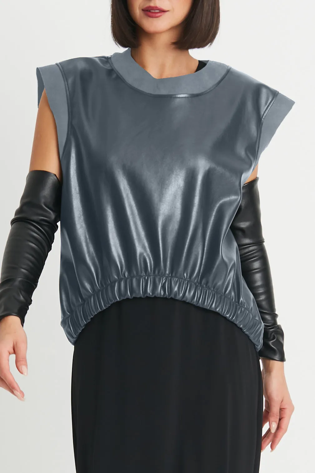 Vegan Leather Pop Over Vest
