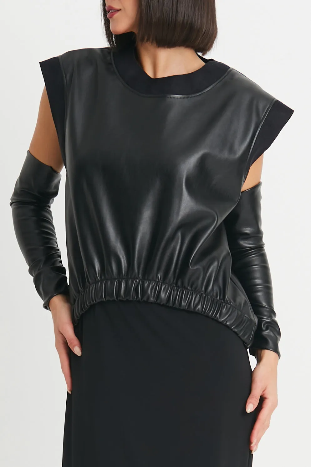 Vegan Leather Pop Over Vest