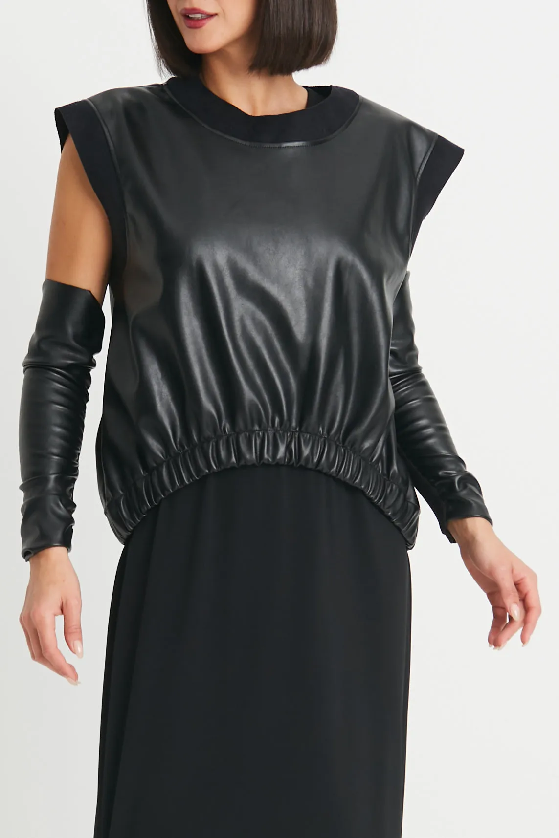 Vegan Leather Pop Over Vest