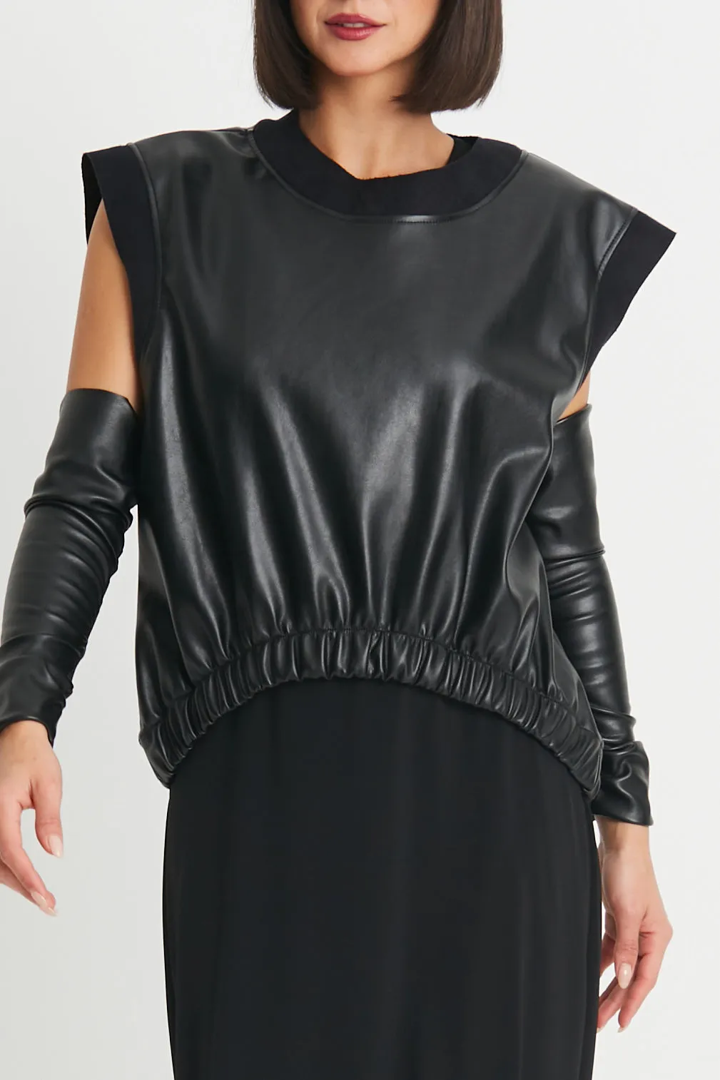 Vegan Leather Pop Over Vest