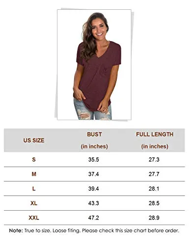 WEESO Womens T Shirts V Neck Tops Short Sleeve Ladies Summer Tunic Loose Fit Tee Coral XXL
