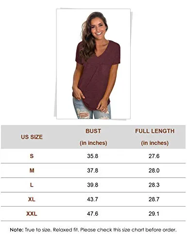 WEESO Womens T Shirts V Neck Tops Short Sleeve Ladies Summer Tunic Loose Fit Tee Coral XXL