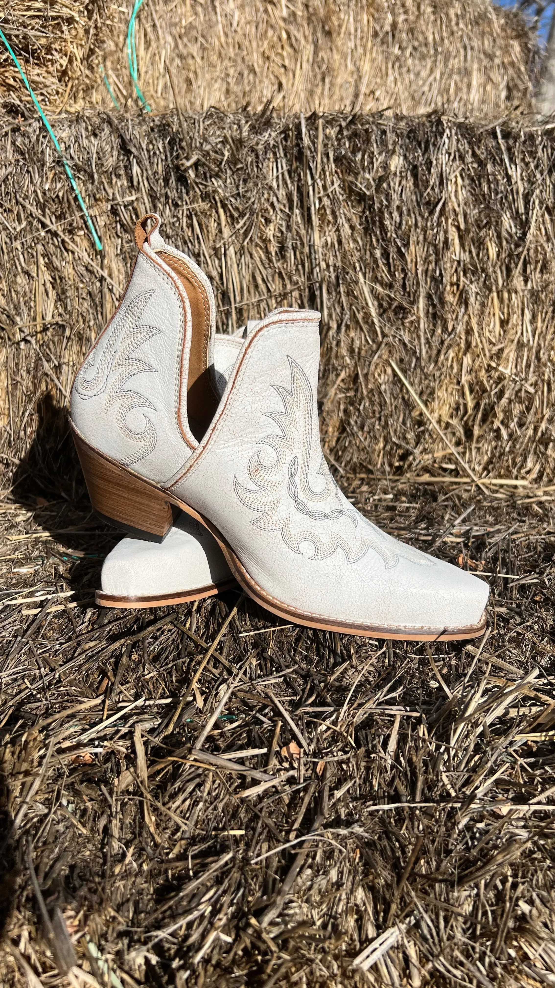 White Leather Bootie