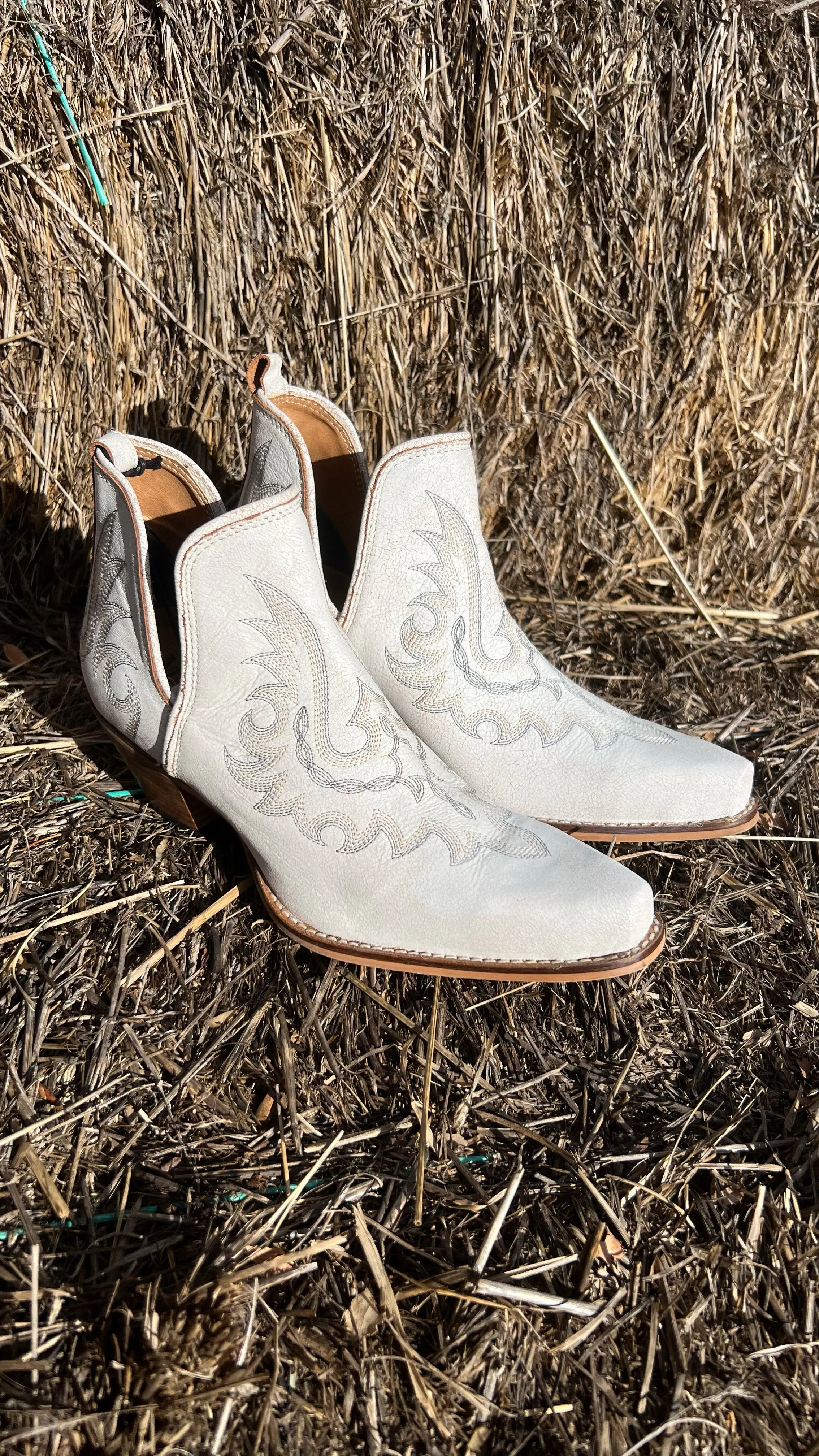 White Leather Bootie