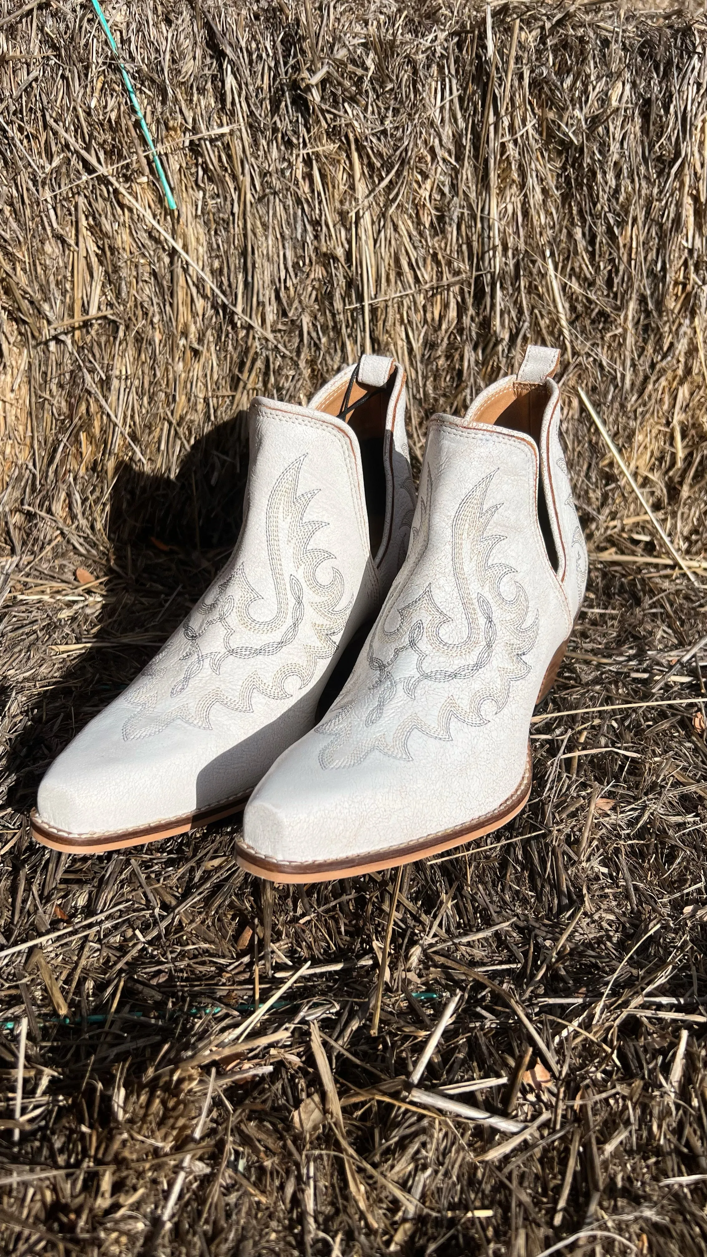 White Leather Bootie